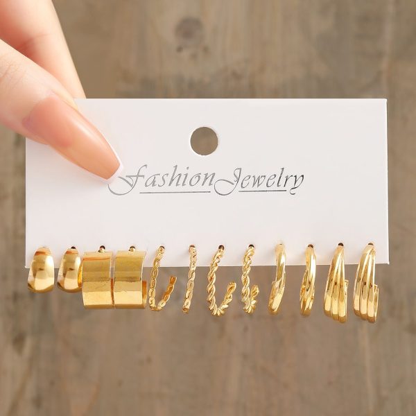ef155a50-c4e1-4347-b642-c4f5e85de86c.jpg European And American Style Metal Ear Ring Square Retro Set 6-piece Set