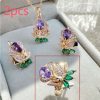 Rose Gold Jewelry Suit Color Retaining Ring Earrings Necklace Three-piece Set