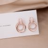 925 Silver Needle Geometric Circle Diamond Stud Earrings