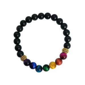 Unisex Natural Stone New Colorful Tigereye Volcanic Stone Bracelet