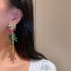 Diamond Drop Finger Feather Earrings