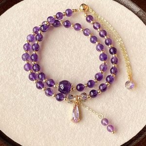 Amethyst Bead Double Bracelet