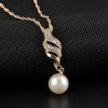 Simple Pearl Diamond Hemp Flowers Chain Earrings Necklace Jewelry Set