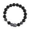 S925 Sterling Silver Retro Birth Year Obsidian Black Hair Crystal Snake Year Bracelet