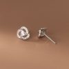 S925 Sterling Silver Diamond Set Trifolium Earrings Female