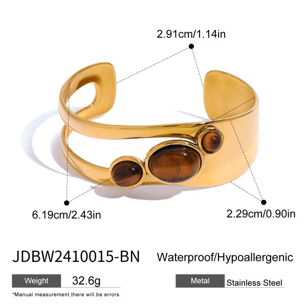 Natural Stone Open Bracelet Titanium Steel Hand Jewelry