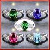 A Niche Design With A Red And Blue Zircon Ring Inlaid