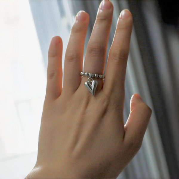 Handmade Beaded Elastic String Love Ring For Women
