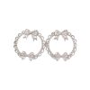 French Style Temperament Bowknot Zircon Stud Earrings Geometric Hollow Circle