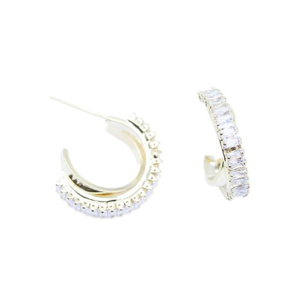 Women's Creative C-shaped Zircon Circle Stud Earrings