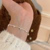 S925 Sterling Silver Silver Tube Stitching Bracelet Women's Simple Design
