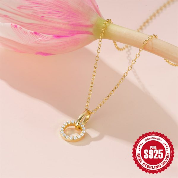 S925 Sterling Silver Light Luxury Interlocking Micro Inlaid Zircon Clavicle Chain