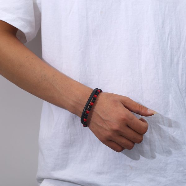 Hand-woven Natural Tigereye Leather Beaded Men