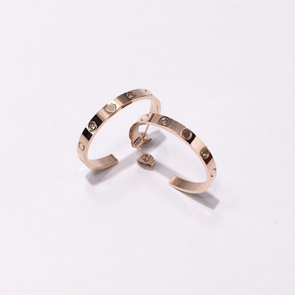 Exquisite Screw C Shape Large Circle Titanium Steel Stud Earrings