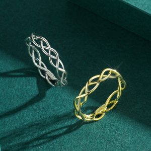 S925 Sterling Silver Irregular Line Hollow Ring For Women