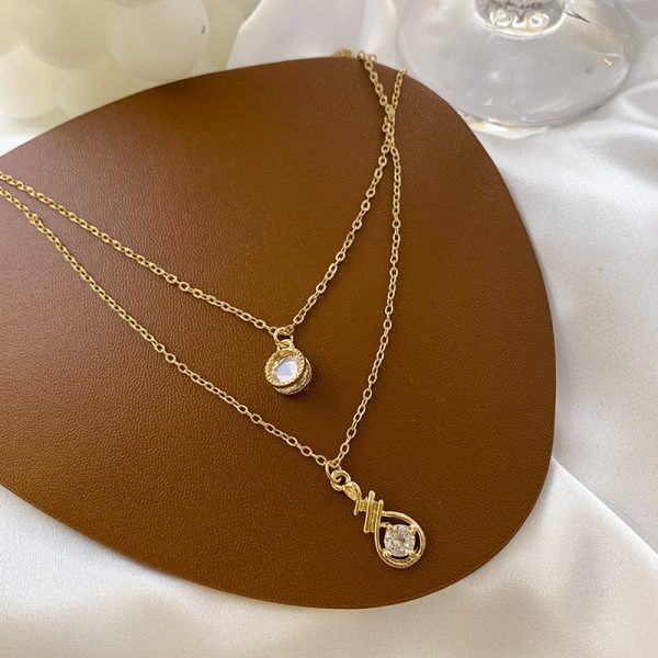 Zircon Necklace And Earrings Environmental Protection Color Jewelry Set