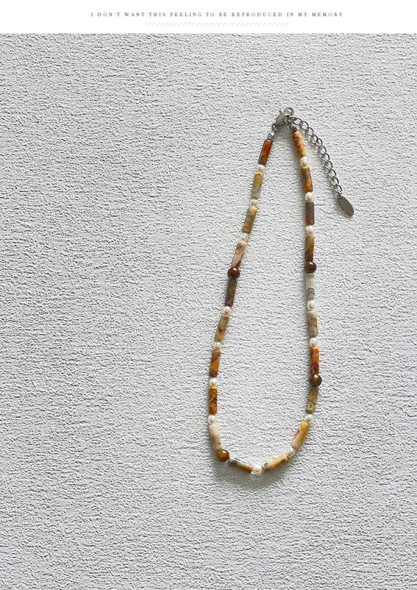 Original Freshwater Pearl Tiger Eye Clavicle Chain Natural Stone Beaded Necklace