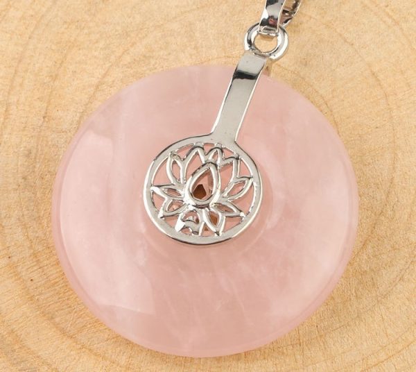 Natural Crystal Lotus Safety Buckle Pendant Multicolor Crystal Necklace
