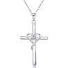 S925 Sterling Silver Cross Frame Pendant Clavicle Chain