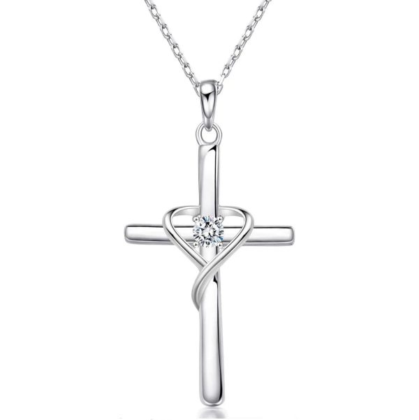 S925 Sterling Silver Cross Frame Pendant Clavicle Chain
