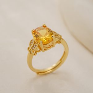 Yellow Diamond Butterfly Ring Fashion Personality All-match High Sense Ring Female