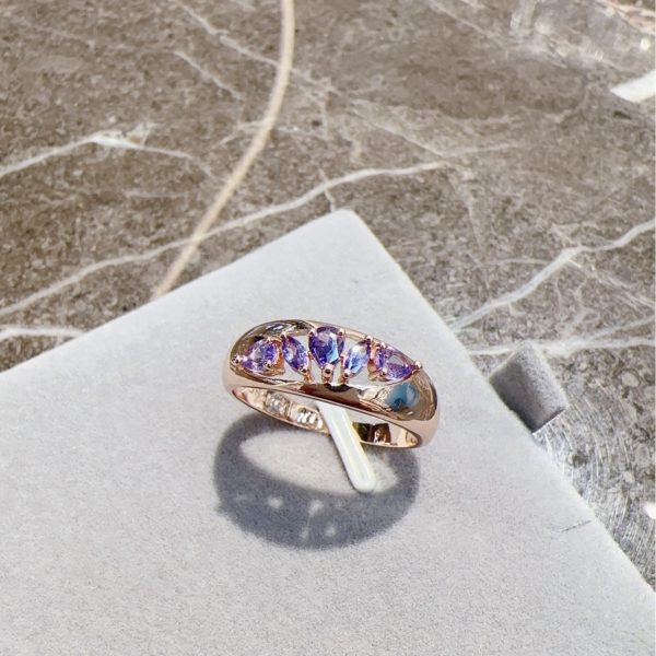 Rose Gold Zircon Color-retaining Electroplated Ring