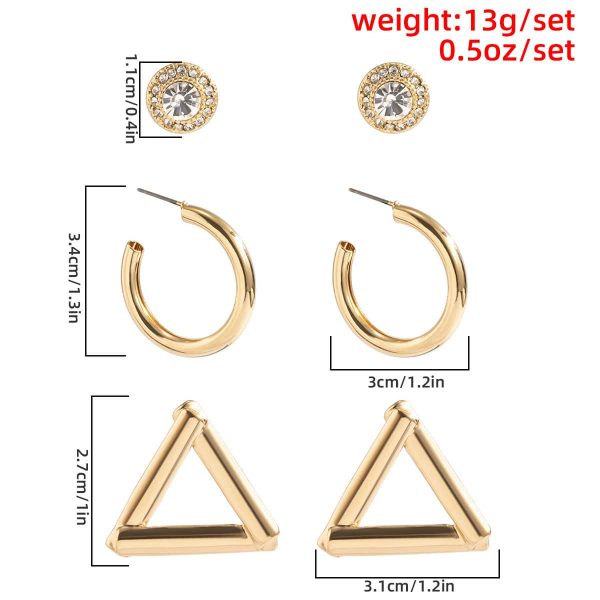 Mix And Match Simple Geometric C-shaped Half Hoop Earrings Set