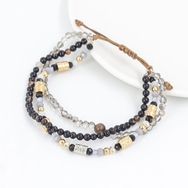 Multi-layer Winding Natural Stone Beaded Alloy Bracelet