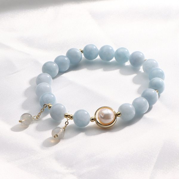 Aquamarine Freshwater Pearl Bracelet For Women