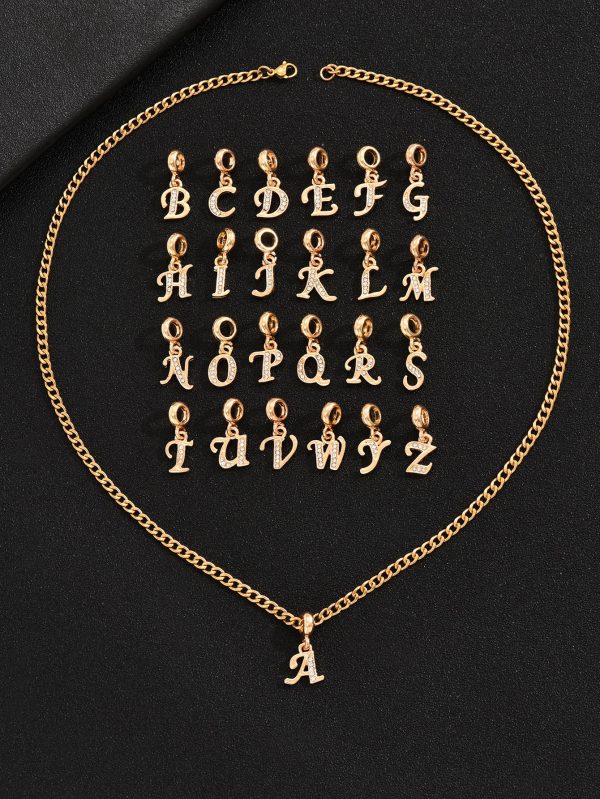 Affordable Luxury Fashion 26 Letters Diamond Pendant Necklace Men