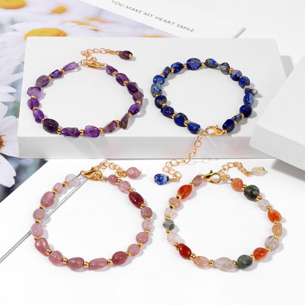 Accompanying Stone Beads Bracelet Women's Irregular Stone Lobster Buckle