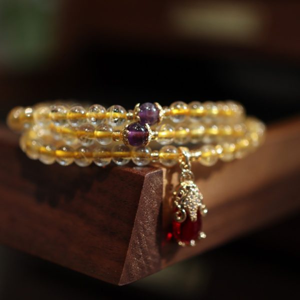 Natural Brazil Gold Rutilated Quartz Bracelet