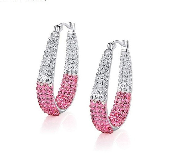 Simple Two Tone Full Diamond Circle Simple Earrings For Women