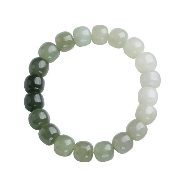 Natural Hetian Jade Buddha Beads Bracelet Single Circle Gradient