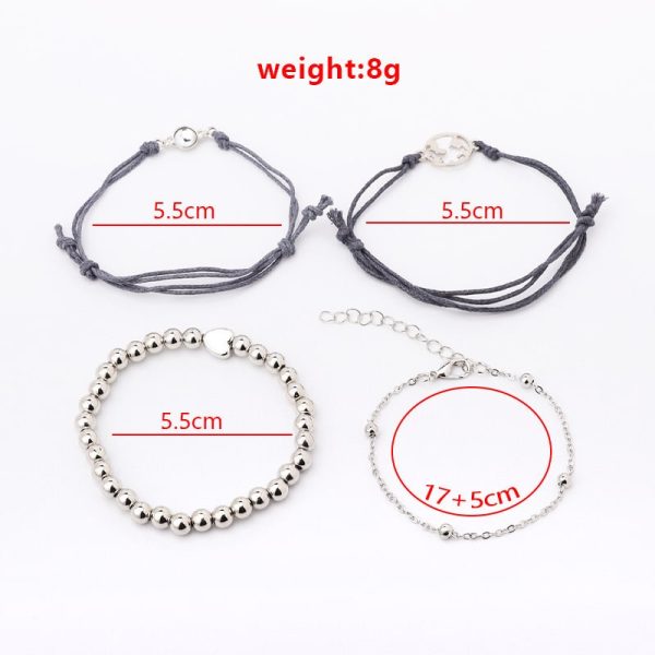 Map Opal Beads Peach Heart Chain Bracelet Four-piece Set