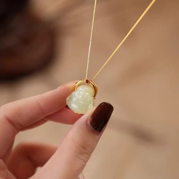 Hetian Jade Maitreya Sterling Silver Necklace