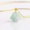 Emerald Light Green Cat's Paw Pendant Cute 18K Gold Buckle Jade Pendant Women's