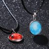 Time Stone Christmas Moon Night Sky Luminous Alloy Pendant Necklace