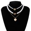 European And American Jewelry Elegant Geometric Pearl Set Necklace Simple Temperament Small Flower OT Buckle Heart-shaped Necklace