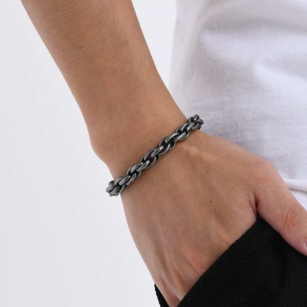 Twist Bracelet Vintage Old Made Male Gray Ornament