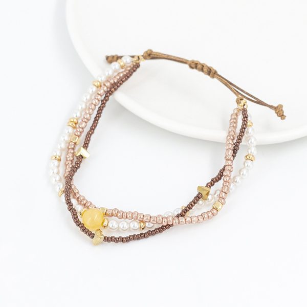 Multi-layer Winding Natural Stone Beaded Alloy Bracelet
