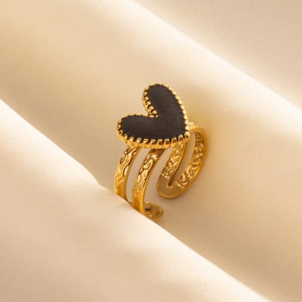 304 Stainless Steel Heart-shaped Drip Open Ring For Women