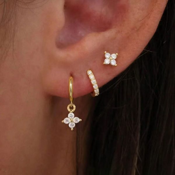 Ear Clip Micro Inlaid Zircon Ear Ring Three-piece Set