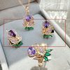 Rose Gold Jewelry Suit Color Retaining Ring Earrings Necklace Three-piece Set
