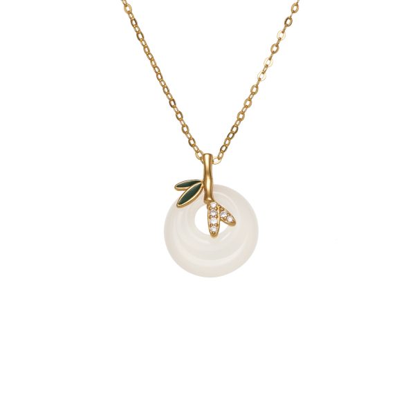 Natural Chalcedony Peace Buckle Necklace Female Chinese Style