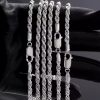 S925   Sterling Silver Plated Fried Dough Twists Chain Necklace For Men And Women