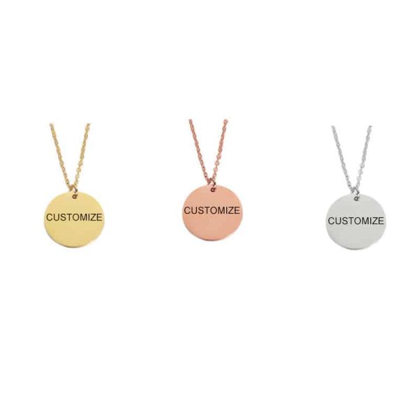 Stainless Steel Geometric Wafer Necklace Pendant