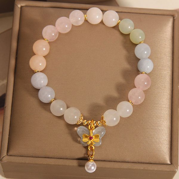 Candy Color Natural Morganite Bracelet Crystal Jade
