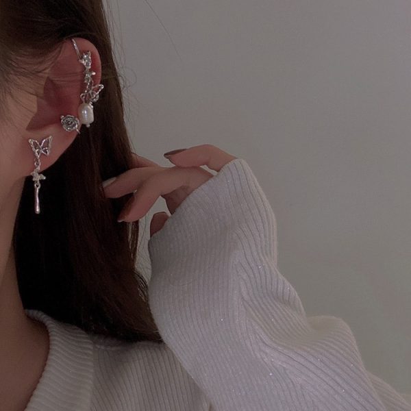 Frigid Wind Butterfly Earrings Women's Niche Simple 3Piece Set