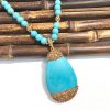 Drop-shaped Turquoise Pendant Necklace Fashionable Personalized All-match Design Sweater Chain